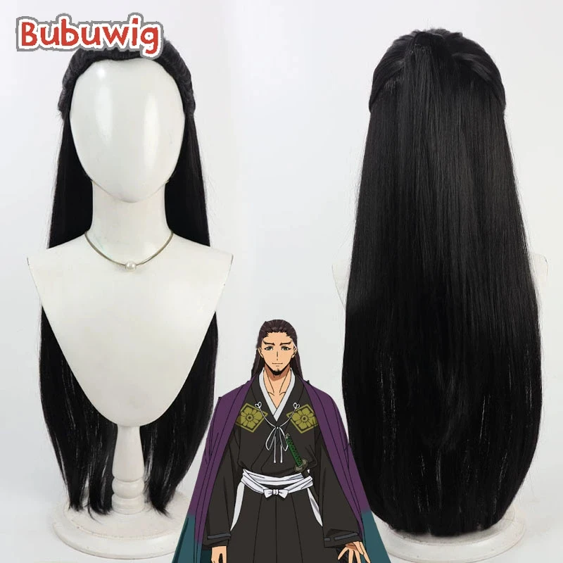 

Bubuwig Синтетические волосы Ashikaga Takauji Косплей Парики The Elusive Samurai Ashikaga Takauji 80 см Длинный черный парик Термостойкий
