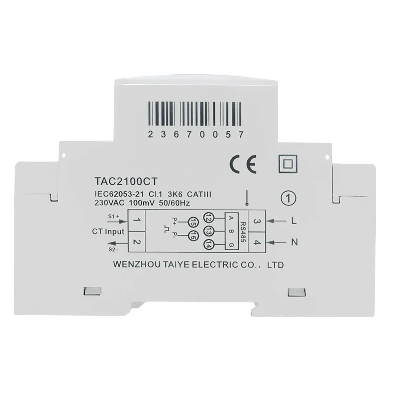 SDM2100CT Power Energy Meter Single Phase Electricity Wattmeter 50A/100MV 230V RS485 Pulse/Modbus Output kWh V A PF For PV