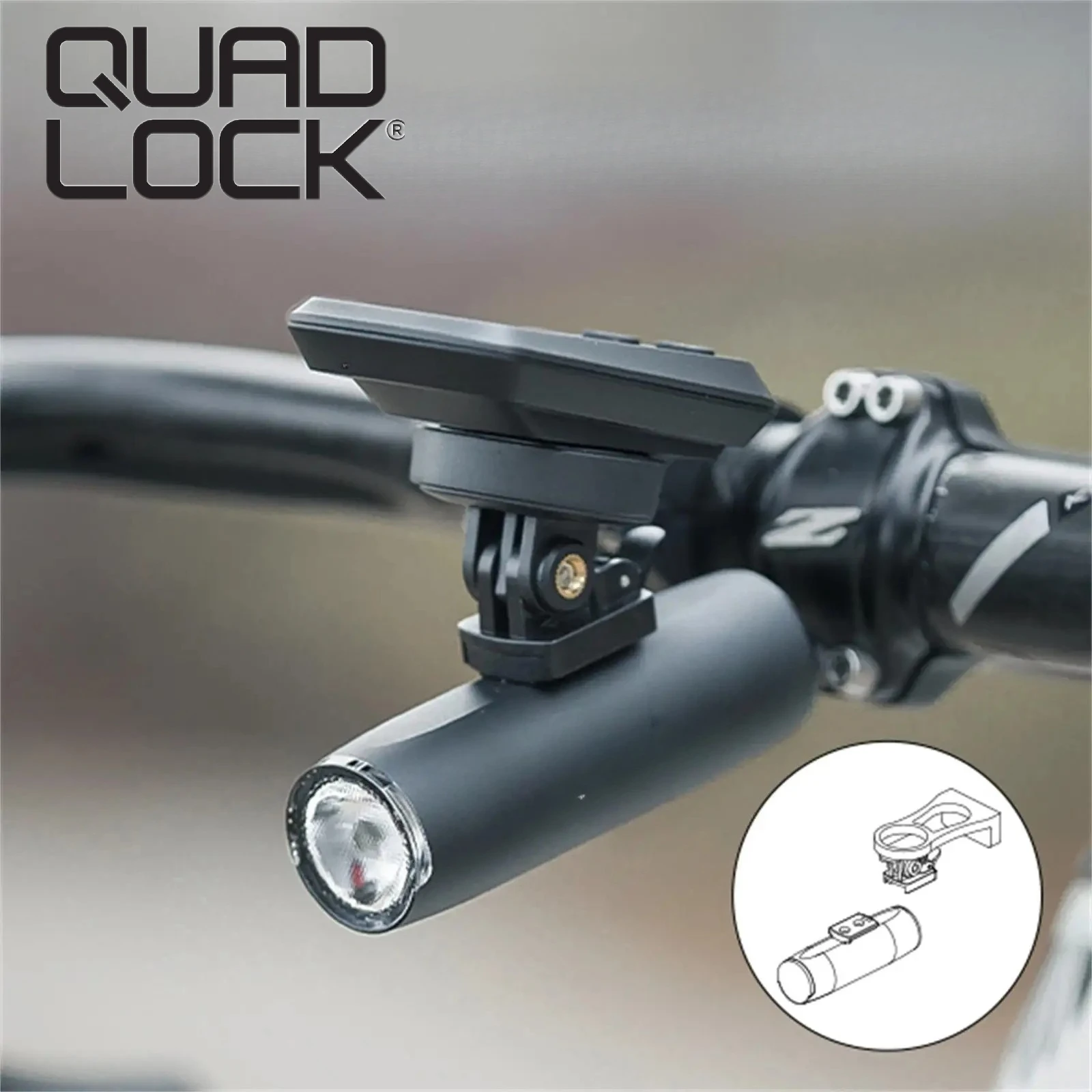 

QUAD LOCK Bicycle light Aluminium Front light for Bicycle Rechargeable MTB Front Lamp Headlights Bike Accessories