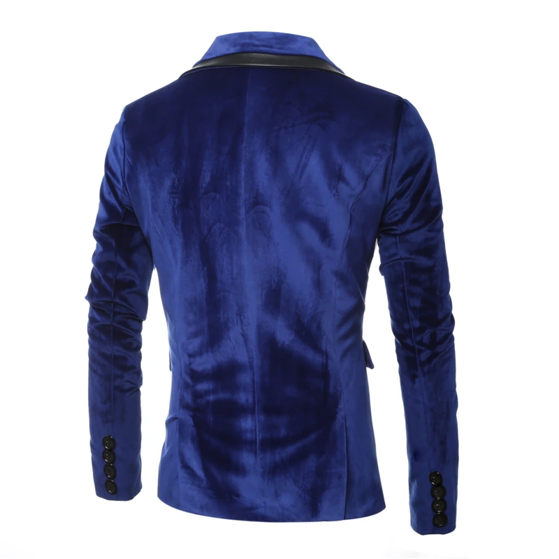 Chaqueta de terciopelo dorado brillante para hombre, traje pequeño ajustado con un botón, color sólido, Comercio Exterior, Otoño e Invierno