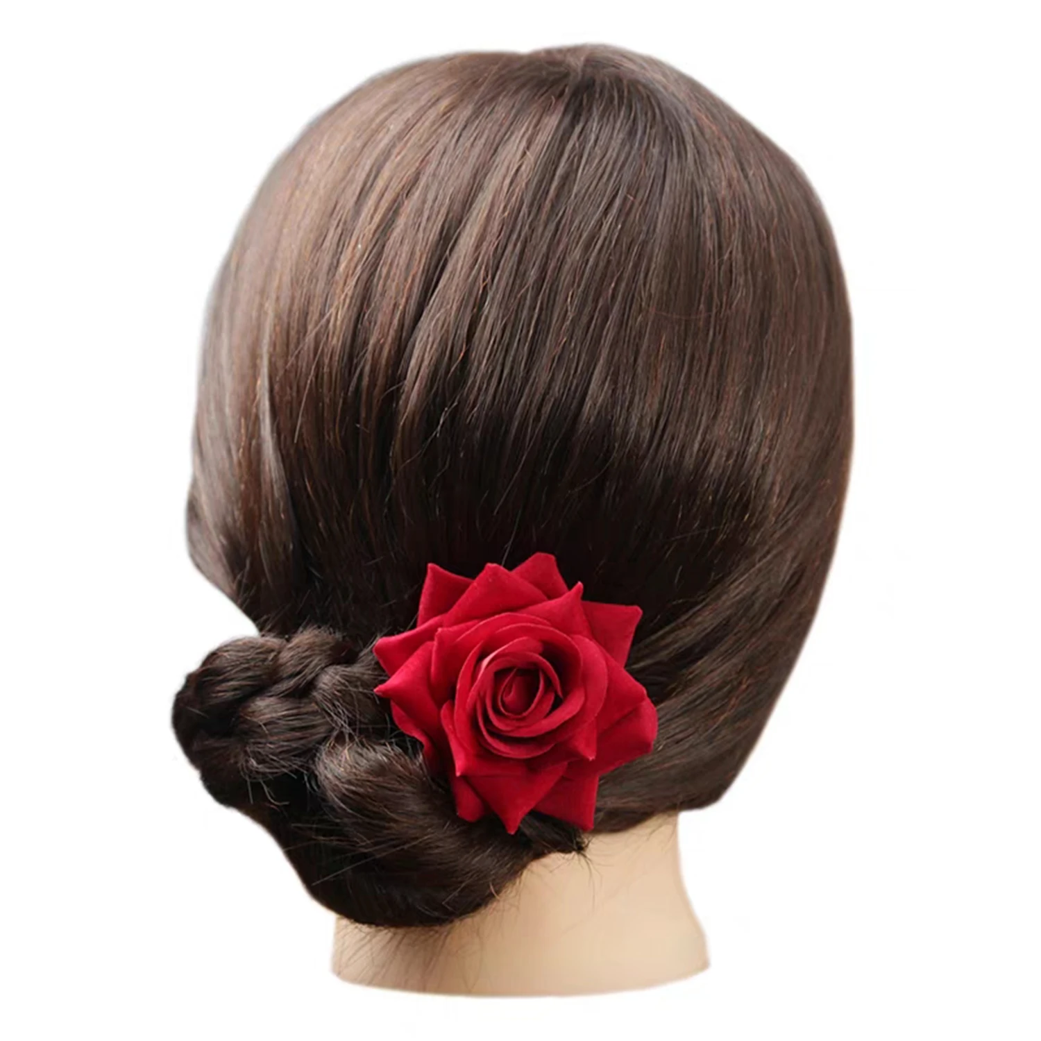 

Fashion 24pcs 7cm Artificial Velvet Red Rose Flower Brooch Hair Clips For Women Girls Lady Floral Wedding Party Corsages Buc