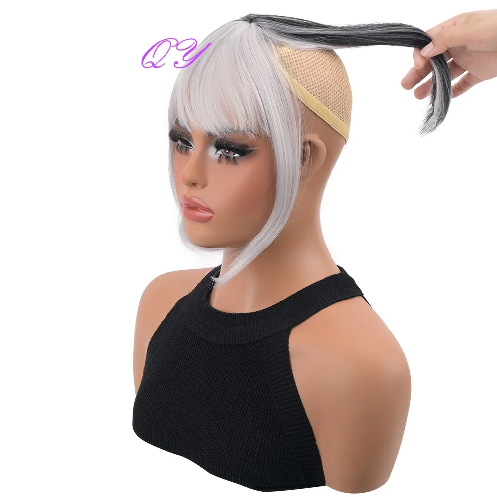 High Quality Bangs Wig 's Synthetic Gray And White Bangs Used For Daily Or Cosplay Party Hairstyles