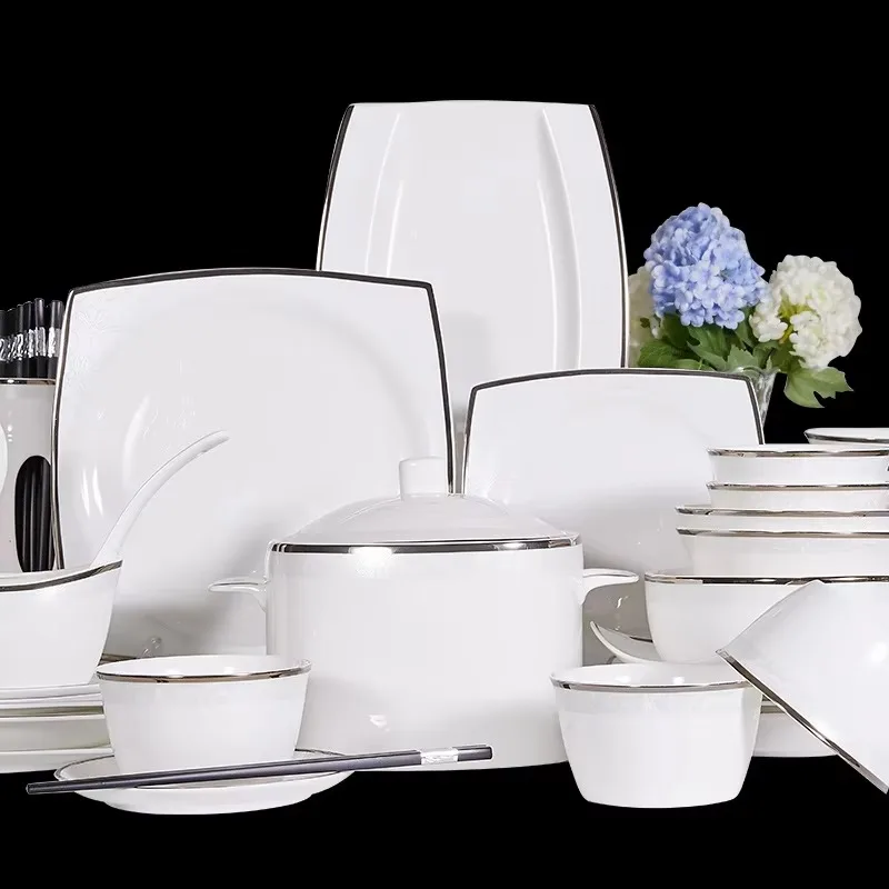 Bone China Light Luxury Tableware Set Home Party Dinner Luxury Ceramic Plates Sets Dinnerware Luxury