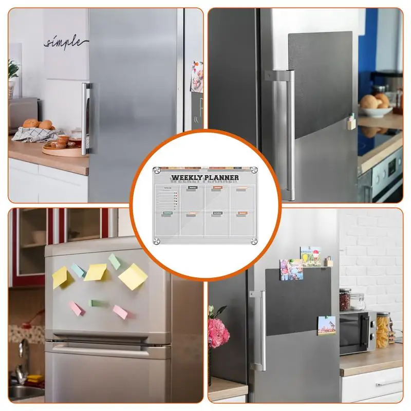 Lavagna frigo frigorifero riutilizzabile calendario Planner Board 12 x9in acrilico trasparente bacheca frigo blocco note Planner per
