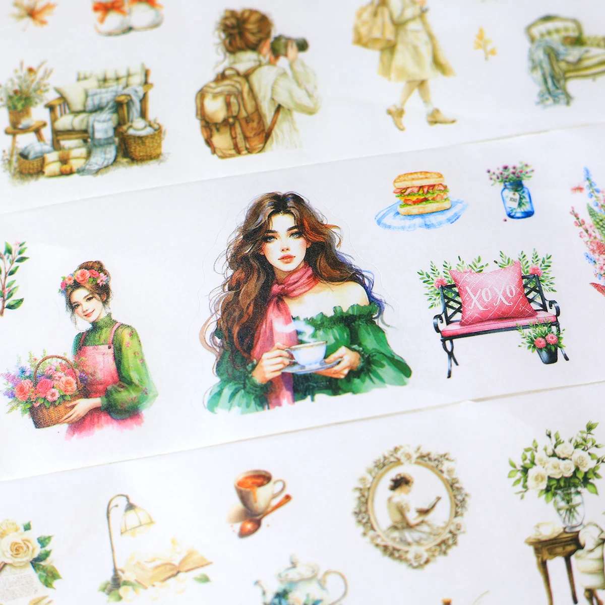 Journamm 6 لفات/صندوق ملصقات شريط PET اشي ورقة الشريط ملصقات لسكرابوكينغ شريط مزخرف لتقوم بها بنفسك الفنون الحرفية شريط مزخرف