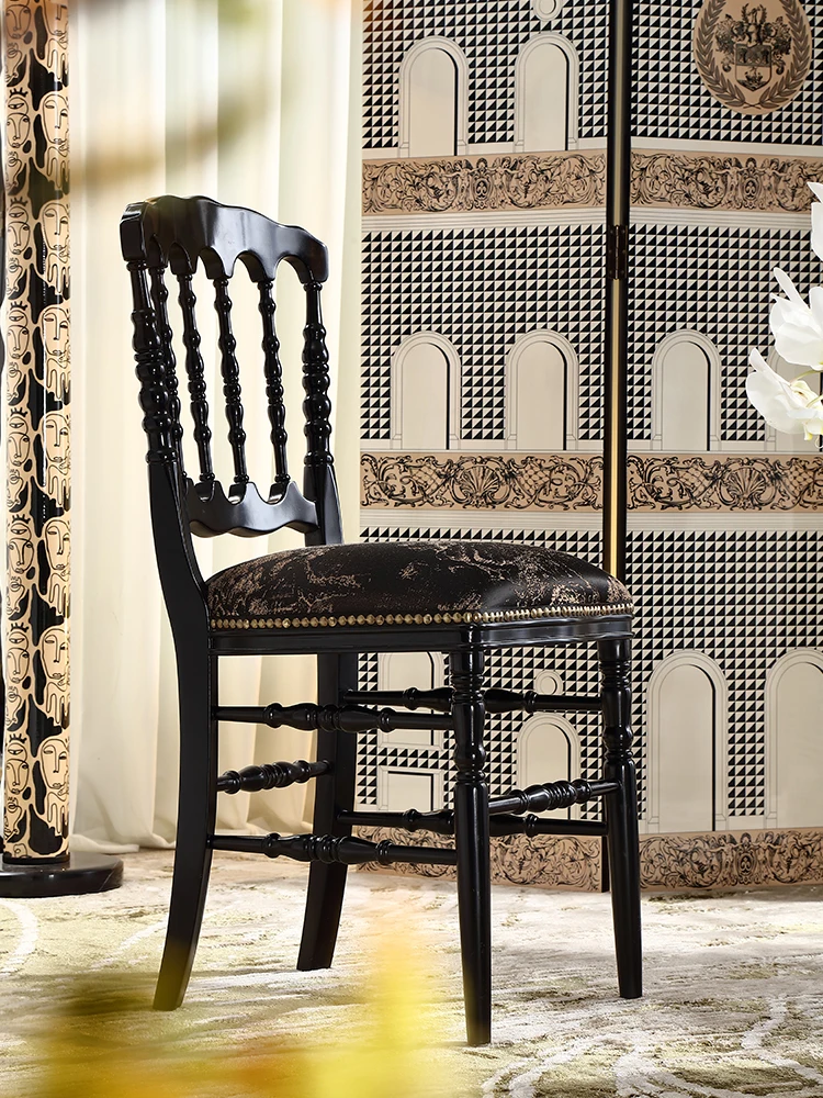 All solid wood dining chair black chair bamboo dressing