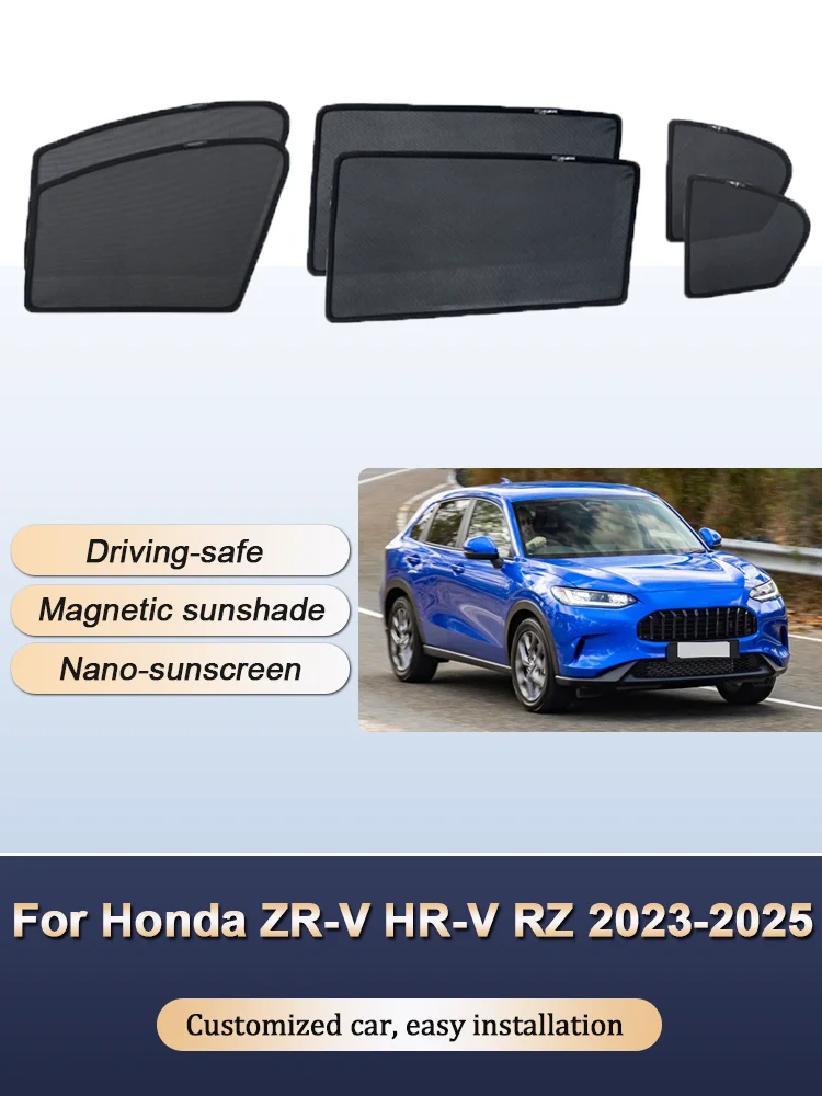 Pare-soleil pour Honda ZR-V ZRV ZR V HR-V RZ 2023 – 2025, isolation thermique magnétique, rideau de fenêtre en maille, visière, accessoires de voiture