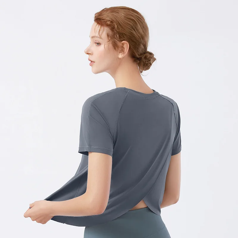Sportswear Woman Gym Blouse 2024 Yoga Clothing Shirt Top Women Pilates Sport Short Sleeve Fitness Running T-shirt Yoga Clothes