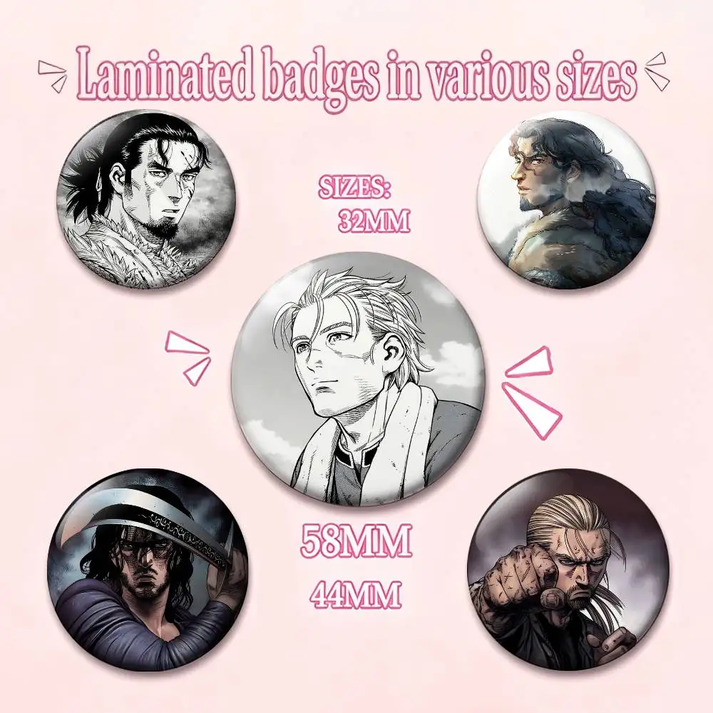 Anime V-Vinland S-Saga Badges 25 32 44 58 75 mm Round Fans Collect Friends Gifts Brooch Souvenir