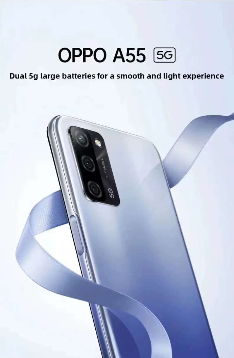 OPPO A55 แรม 4GB/6GB รอม 64GB/128GB กล้อง AI 50MP แบตเตอรี่ 5000mAh ใช้งานได้นาน รองรับ 4G LTE โทรศัพท์มือถือแบบสองซิม
