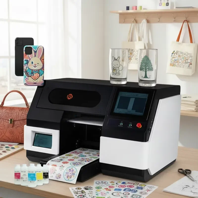 New Portable Commercial A3 UV Label Card Printer Multifunctional Weak Solvent Digital Inkjet Machine with I3200 Head for OEM