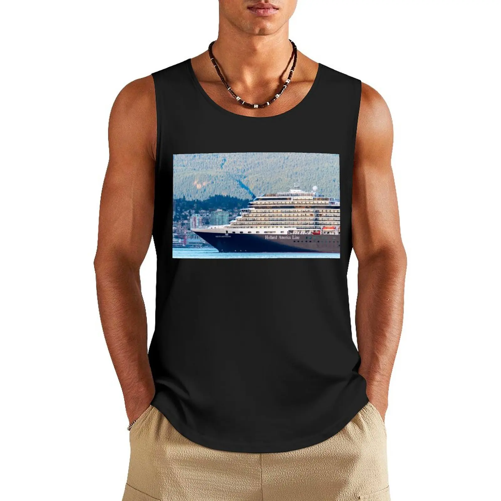 

Holland America Nieuw Amsterdam Cruise Ship in Vancouver Tank Top bodybuilding t shirt Men's sleeveless