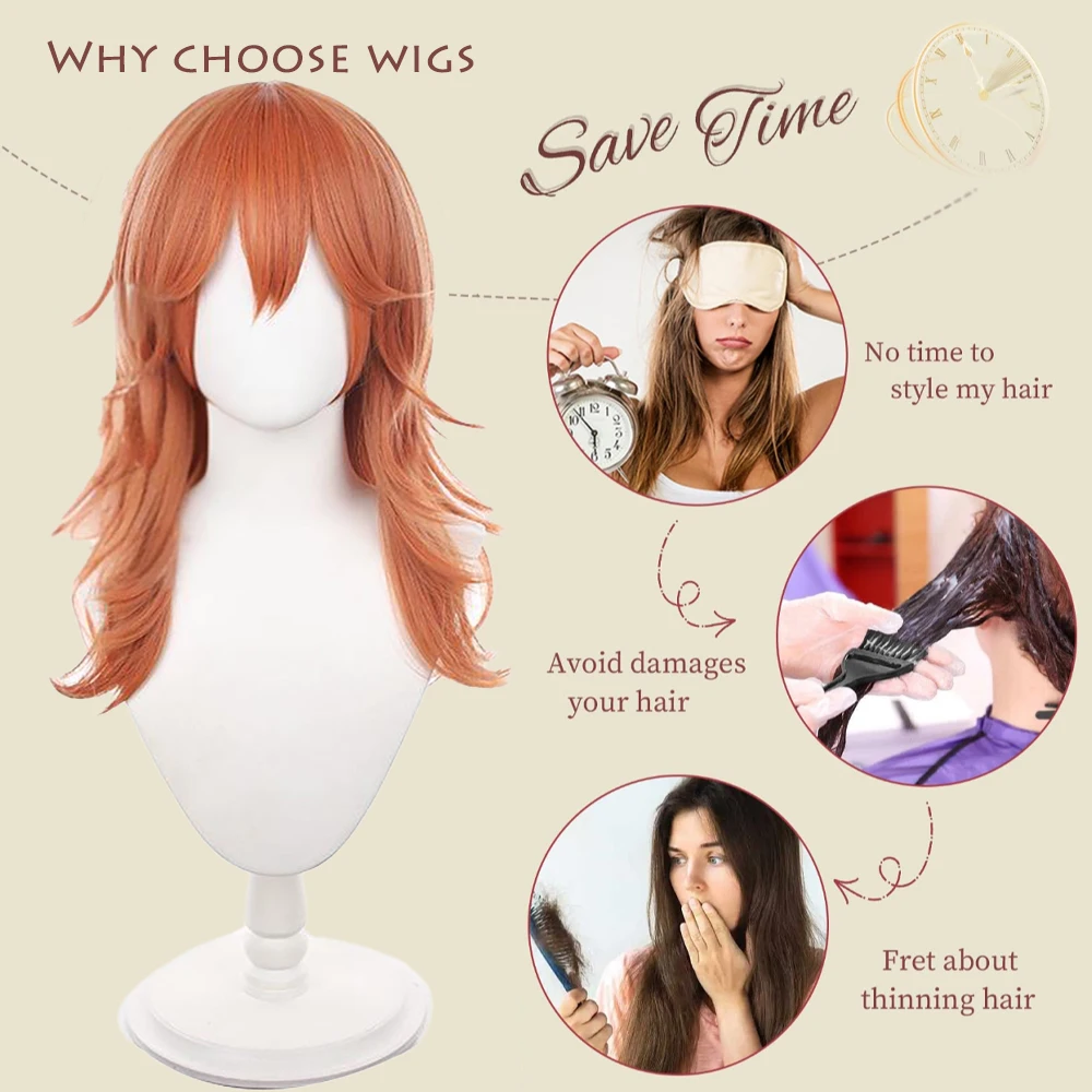 Anime Chainsaw Man Angel Devil Cosplay Synthetic Hair Layered Slightly Curly Suitable Daily Party Role Play Heat Resistant Wig