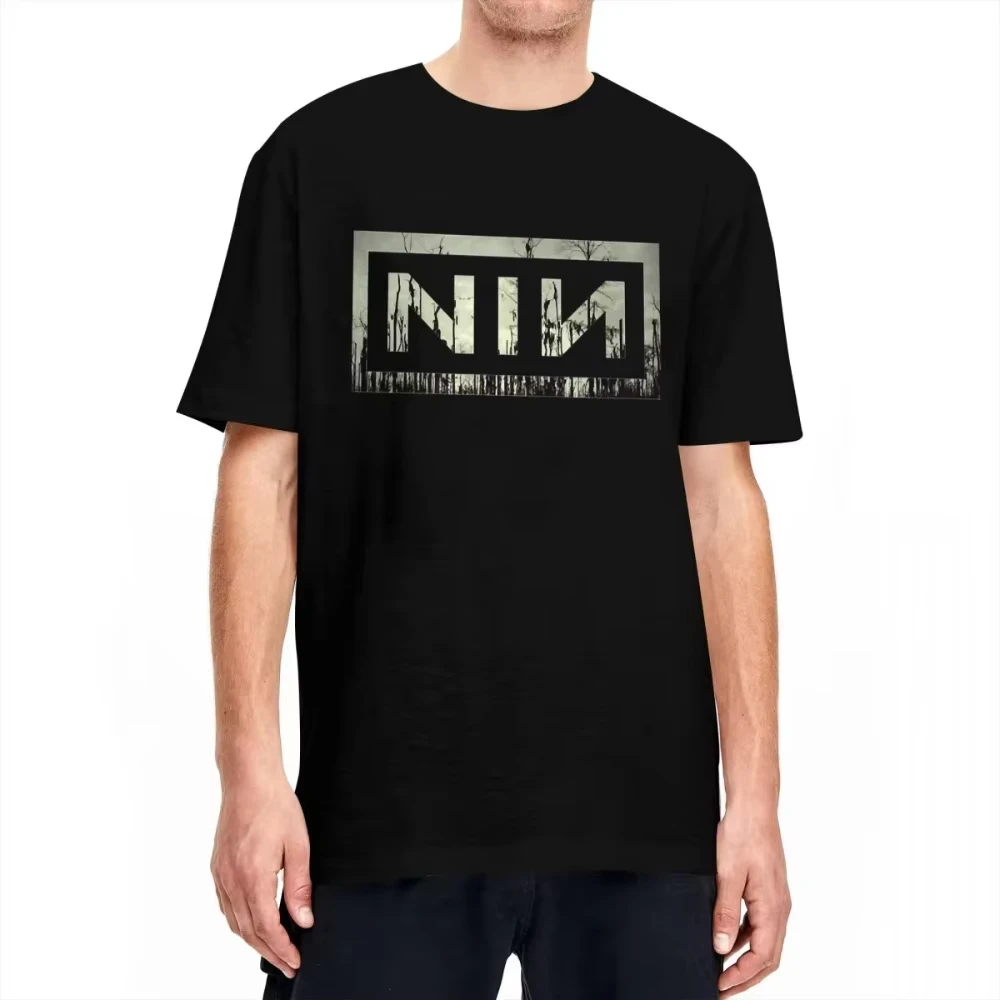 Camisetas para Casal Nine Inch Nails NIN, Camisetas Masculinas e Femininas, Logo da Banda de Música Rock Harajuku, Camisetas de Verão em Algodão, Tama