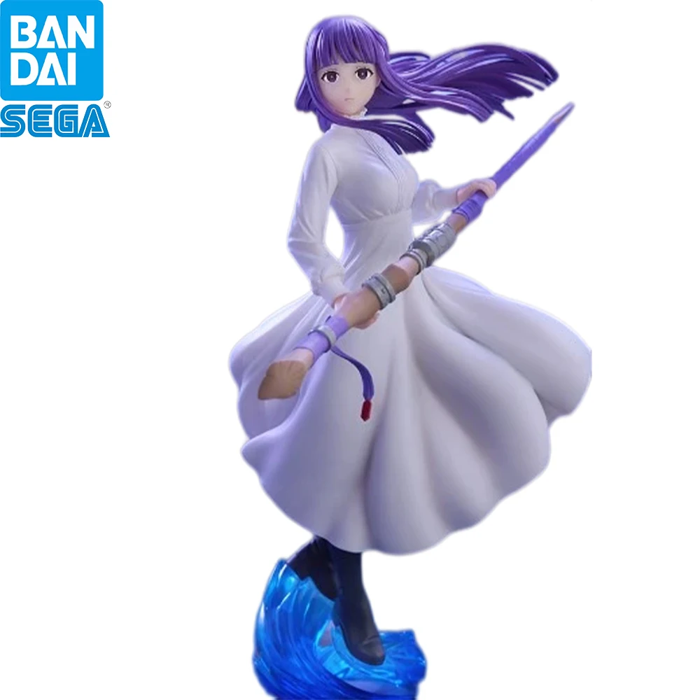 In Stock SEGA Frieren Fern White Long Dress Purple Magic Staff Blue Base Dynamic Standing Anime Collectible Figure Toy
