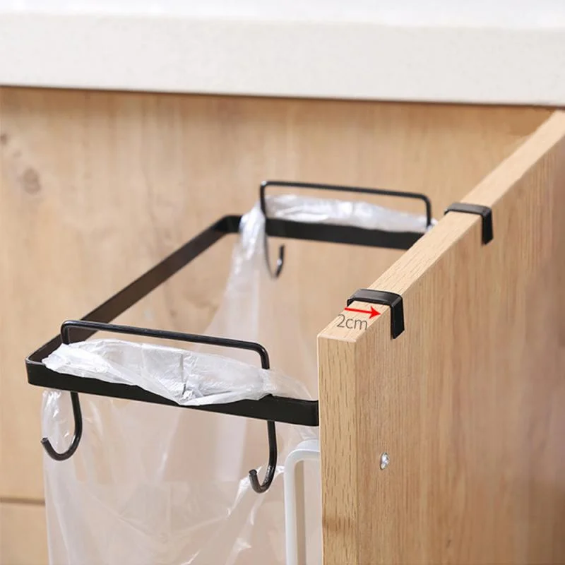 Metal Trash Rack Kitchen Cupboard Door Back Hanging Plastic Waste Bag Storage Stand Garbage Bracket Rubbish Bag Holder Frame