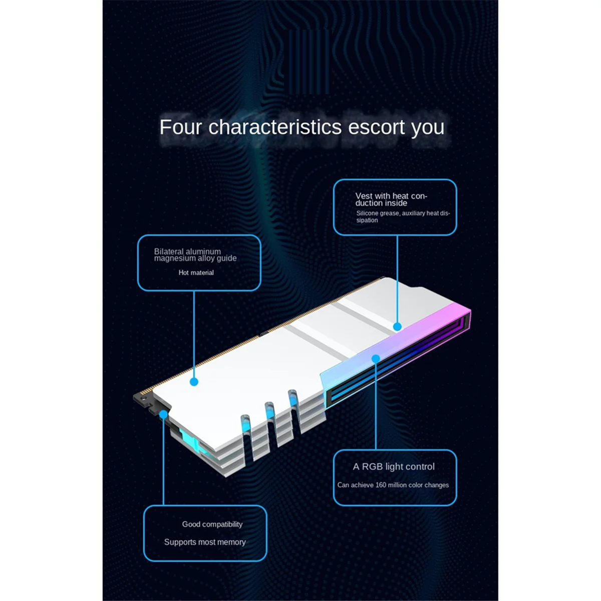 ATP-Computer DDR4 DDR5 5V ARGB Sync Memory Radiator PC RGB Colorful RAM Heatsink Cooler Cooling Shim Armor Silver White