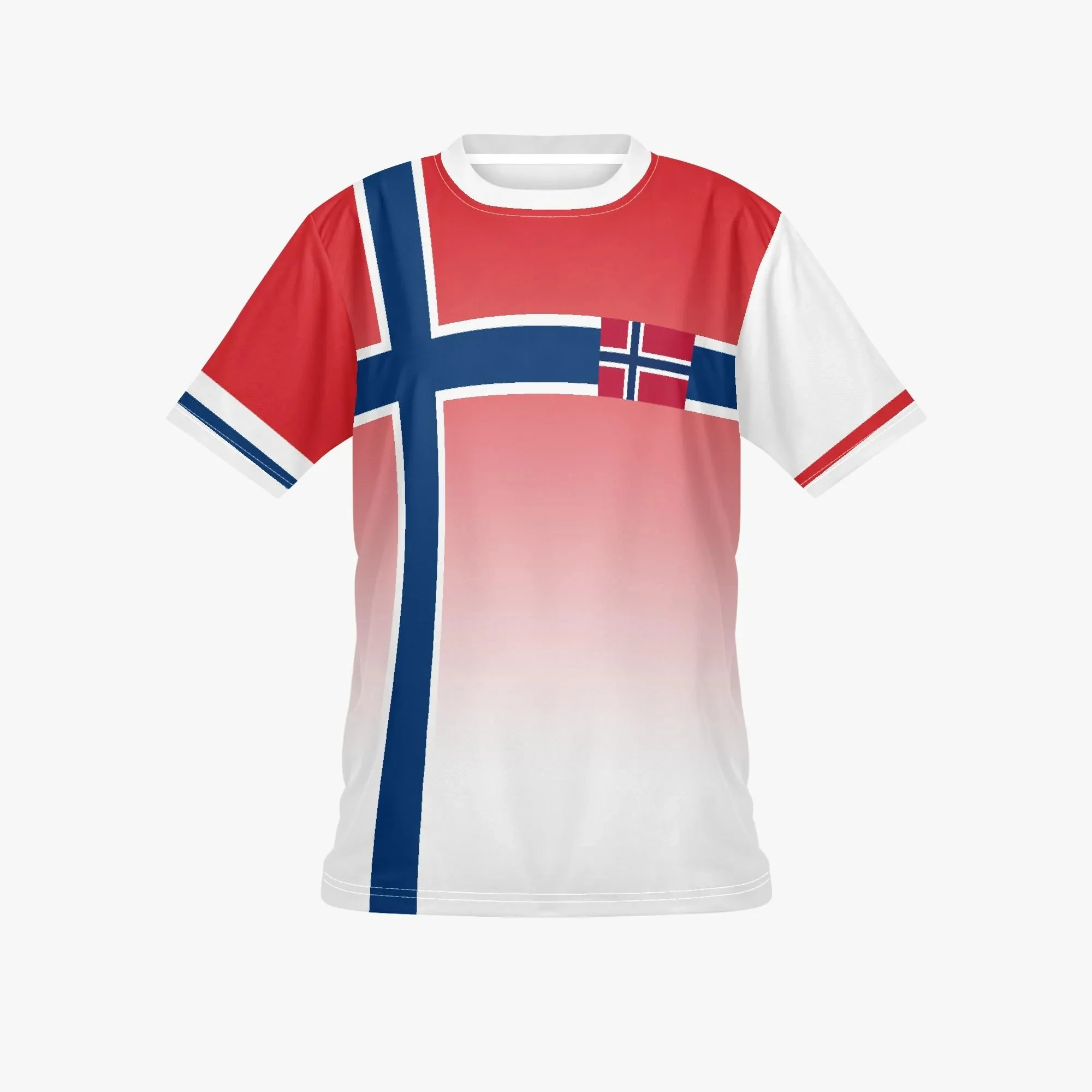 Norway Flag Gradient Football T Shirt Big Nordic Cross Print National Flag Badge Short Sleeve Men Soccer Fan Sports Jersey - view 4