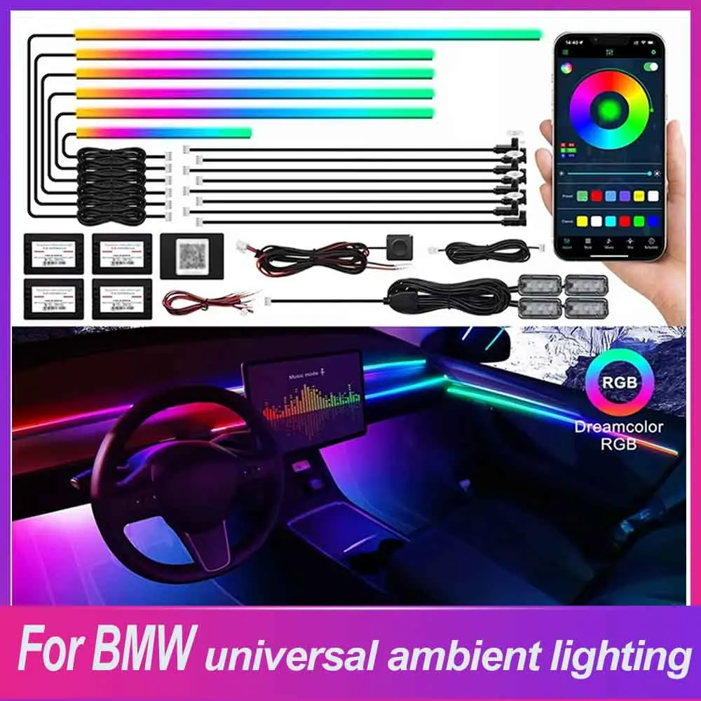 

For BMW X1 X3 G01 X4 G02 X5 F15 F16 F30 F31 F32 F34 F20 F21 F07 M3 M5 I3 I5 64 Color RGB Symphony Car LED Interior Ambient Light