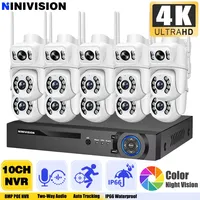 10CH 4K POE NVR HD 6MP Dual Lens PTZ WIFI IP Home Security Cameras System Video H.265 CCTV Auto Track Wireless Surveillance Kit