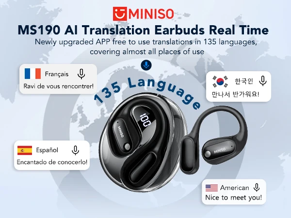 MINISO Translator MS190 New OWS Wireless Headphones Sport Waterproof Bluetooth Earphones Language Translation Earbuds