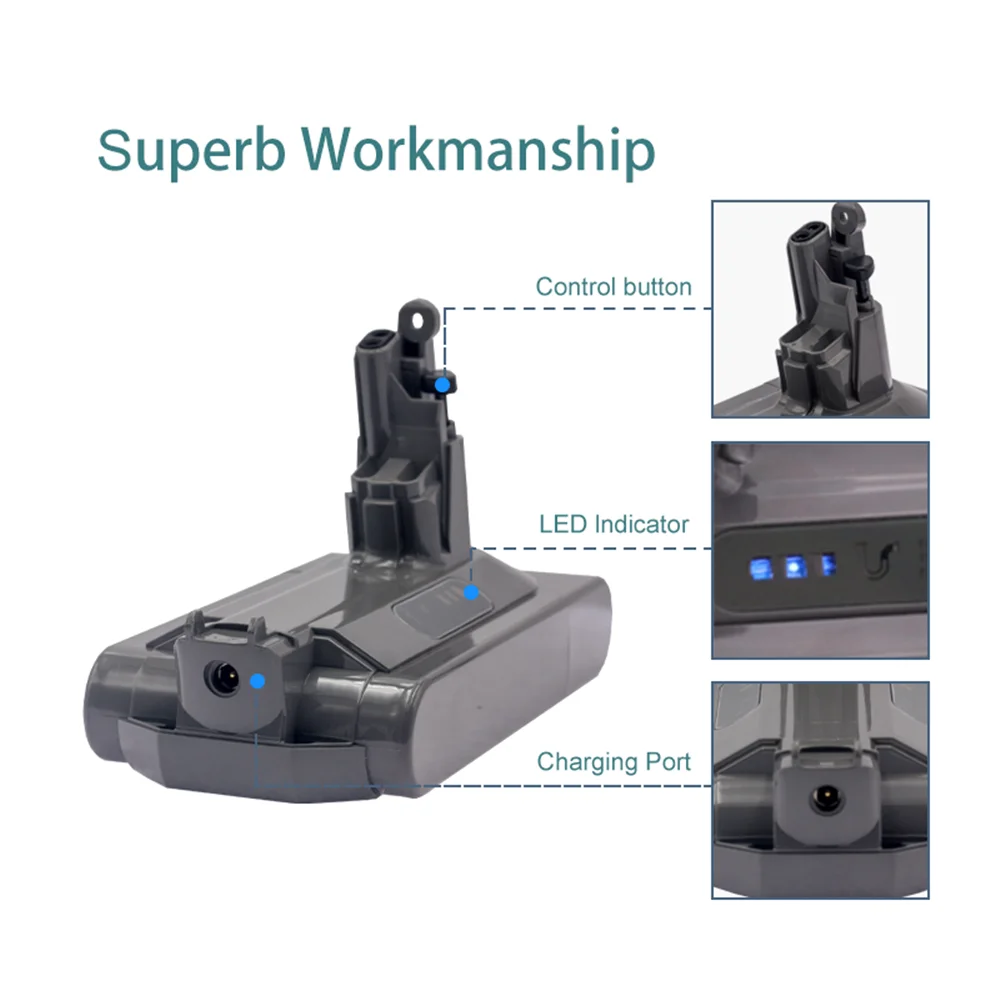 Batería de repuesto V10 para aspiradora inalámbrica, Pila de Iones de litio de 25,2 V y 6,0 Ah para Dyson V10 Animal V10 Absolute V10