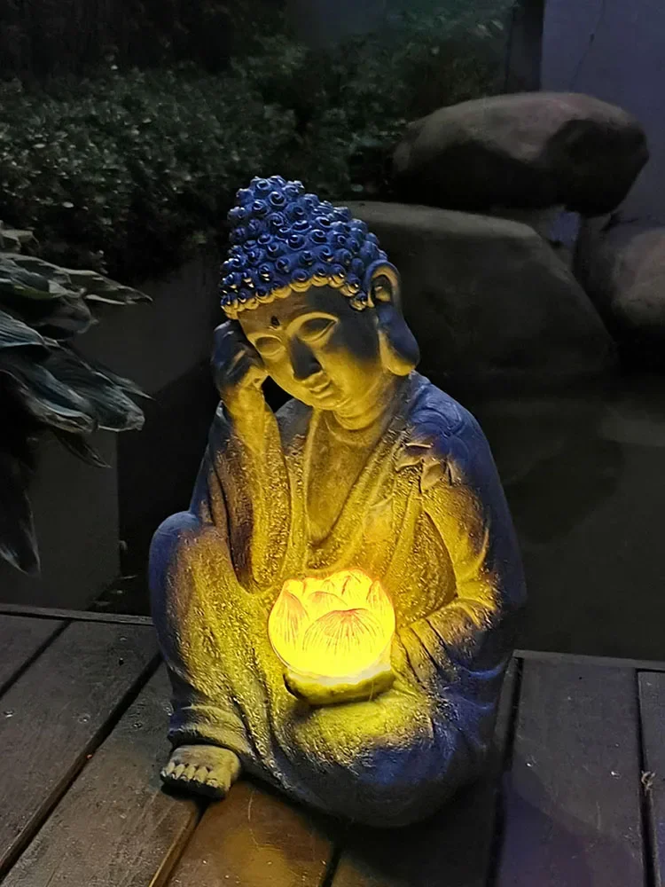 for Zen Buddha Statues Garden Decoration Yard For Country House Orchard And Gardening Solar Lamp Sculpture Ornaments Crafts