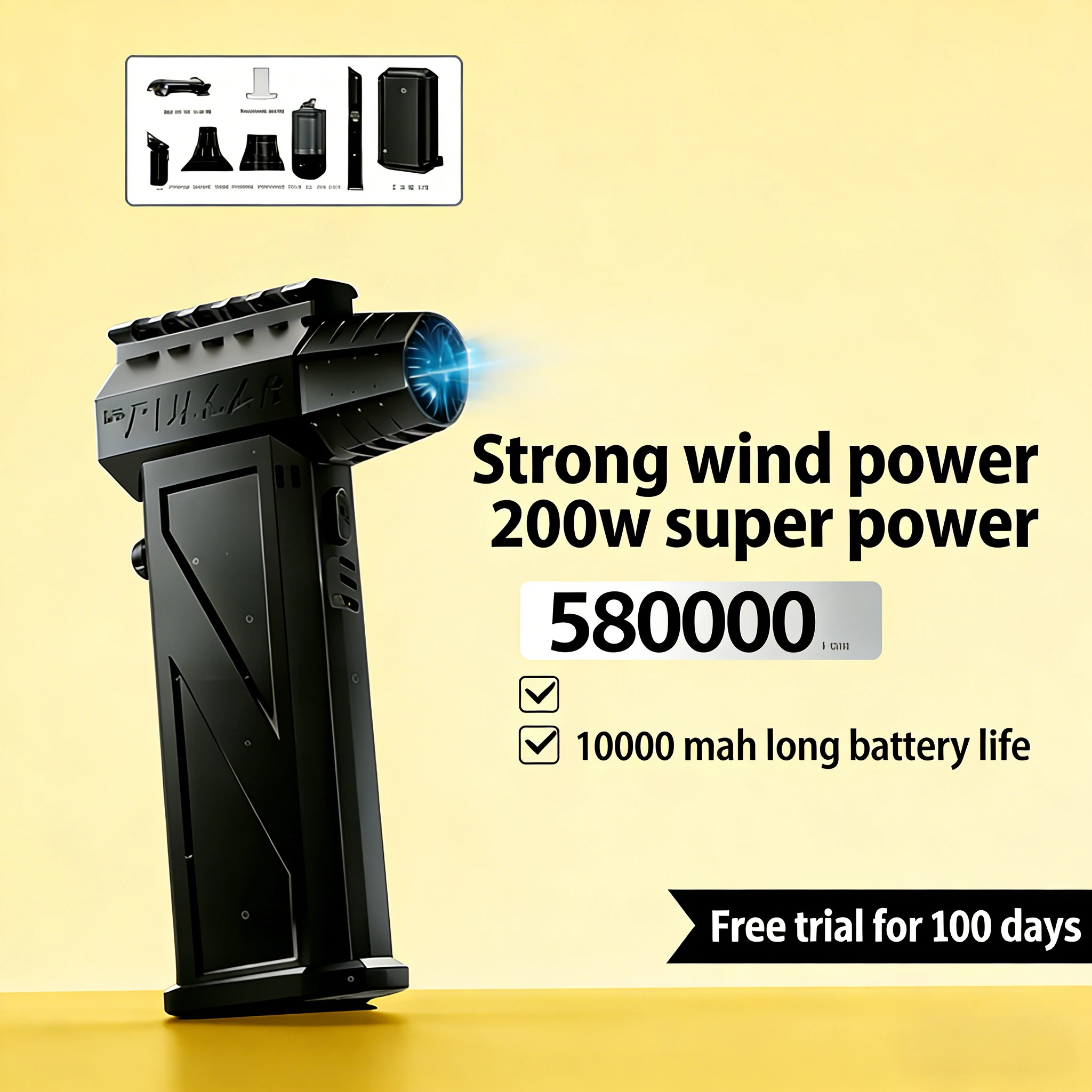 

Портативный воздуходув X3/X11 с бесщеточным двигателем 580000 об/мин, ураганная воздушная струя, регулируемая скорость, очиститель