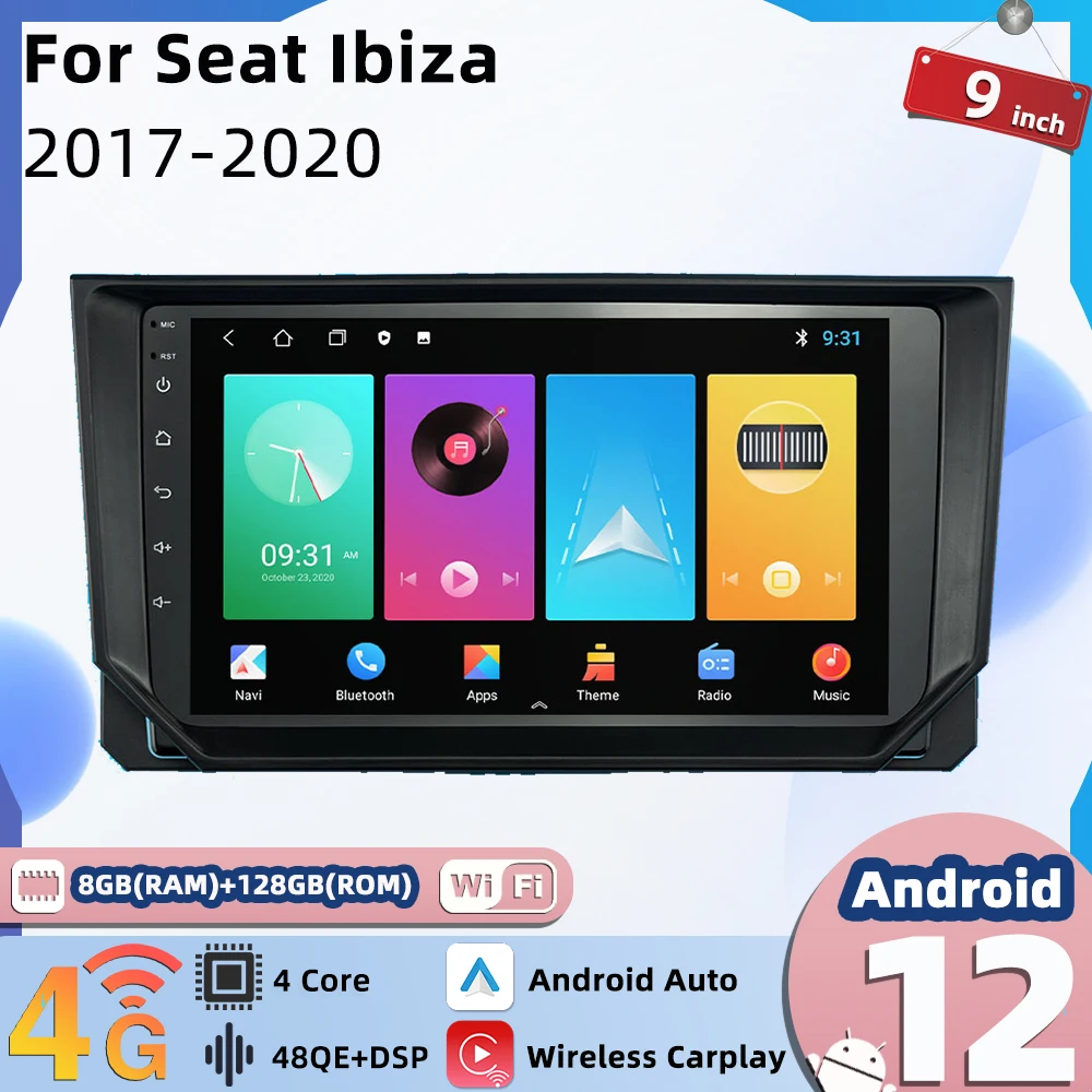 

2 Din Android Car Radio for Seat Ibiza 2017 - 2020 Screen Multimedia Auto Audio Player Navigation GPS Autoradio Carplay RDS DSP