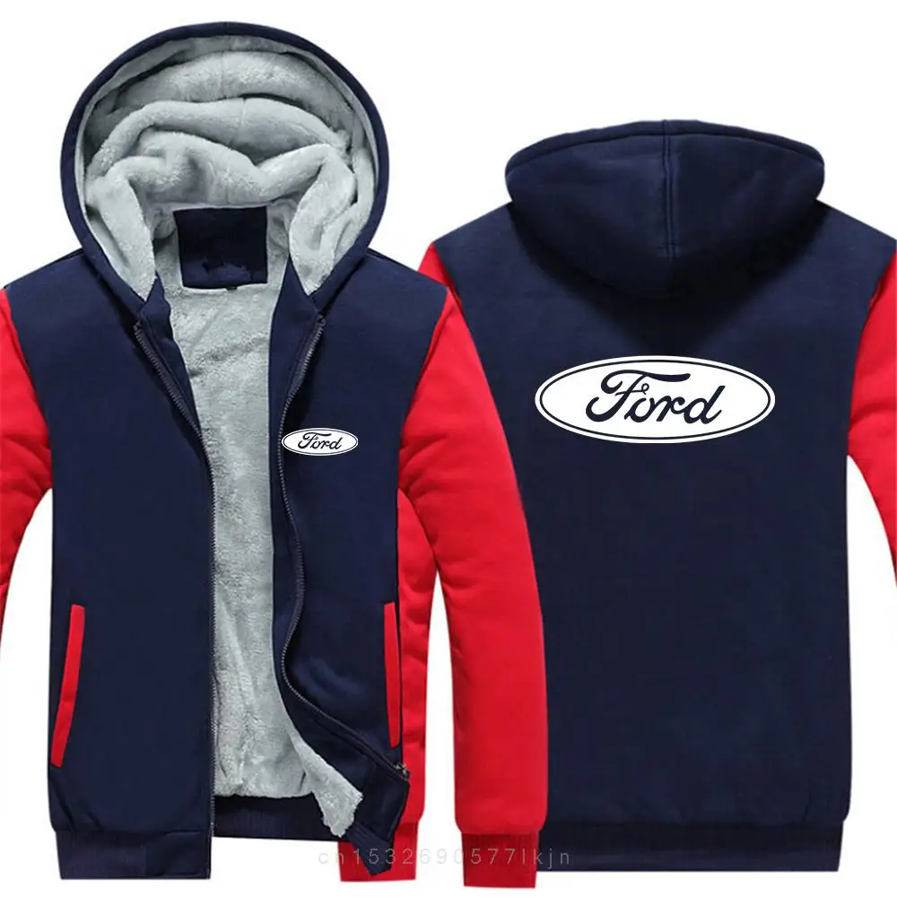 Sweatshirt Jas Trui Tops Ford Auto Logo 2022 Heren Nieuwe Winter Lange Mouwen Print Dikker Warmer Jas Sport Hoodies Rits