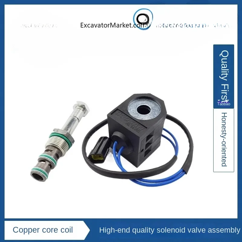 Excavator Parts Excavator Doosan Daewoo 55, 150, 215, 225, 300-5/7/9 Pilot safety lock solenoid valve coil valve core