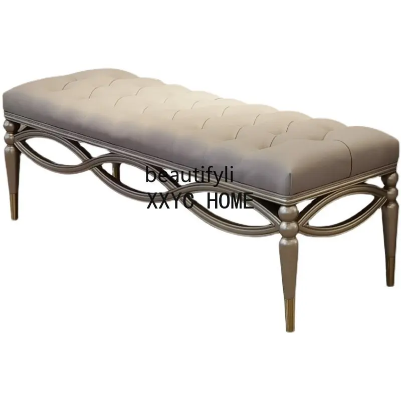 

American-Style Solid Wood Soft Bag Bed End Stool Bedroom Bed Sofa Bedside Stool Small Apartment Shoes Changing Bench