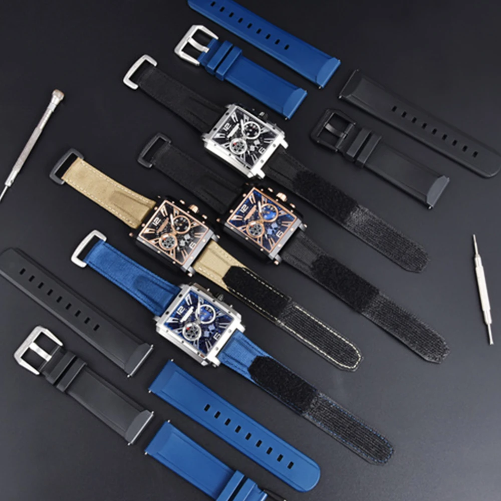 PAGANI DESIGN 2022 Neue rechteckige Uhren für Herren, Top-Marke, Herren-Sport-Quarzuhren, Skelett-Automatik-Datums-Chronograph