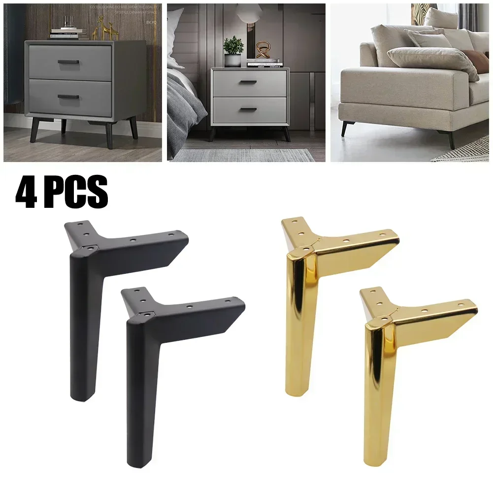 4 Stück Metall-Möbelbeine, Höhe 8/10/12/15 cm, Sofafüße für Schrank, Bett, Stuhl, Kommode, Tischbeine, Hardware, Schwarz, Gold, Silber