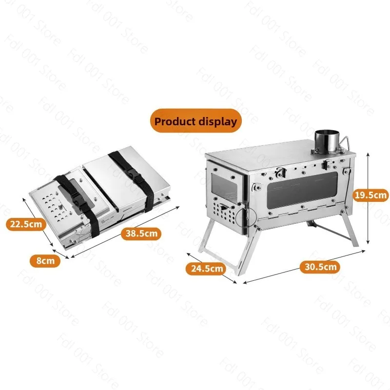 Foldable Wood BBQ Stove Stainless Steel Portable Camping Tent Heater Outdoor Hiking Cooking Survival Gear