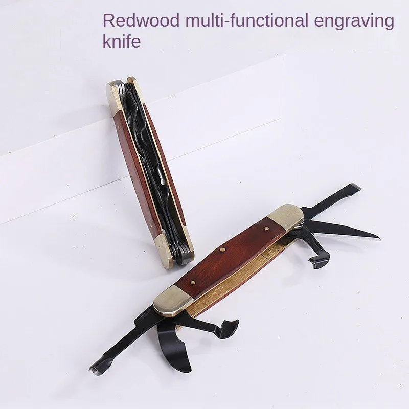 6 in 1 Multi-purpose Portable Folding Pocket Cutter Wood & SK5 Steel Portable Gift Cutting Tool For Camping Home Furnishing