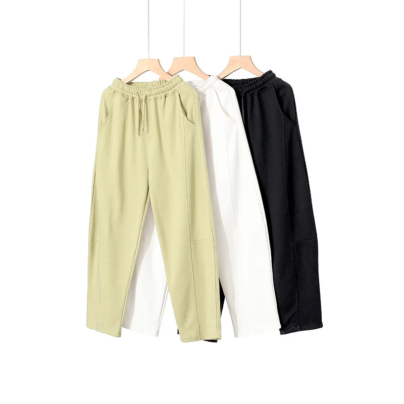 Kids Wide Leg Sweatpants Drawstring Elastic Waist Soft Pants for Boys & Girls Black/Light Green/White Daily Trousers Wholesale
