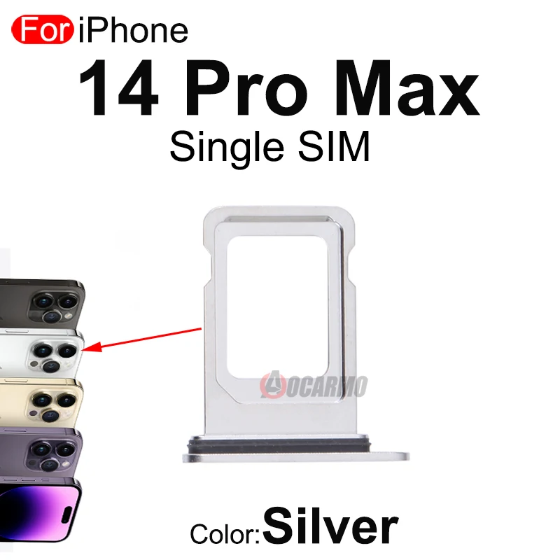 Aocarmo für iphone 14 pro max 14pm single dual sim karten fach halter slot schublade schwarz silber lila gold ersatzteil