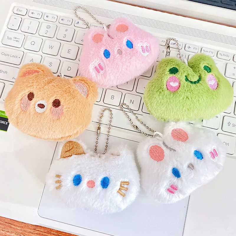 Cute Animal Keychains Plush Rabbit Frog Cat Doll Keychains For Car Keys Accessories Kawaii Small Bear Plush Keychain On Backpack