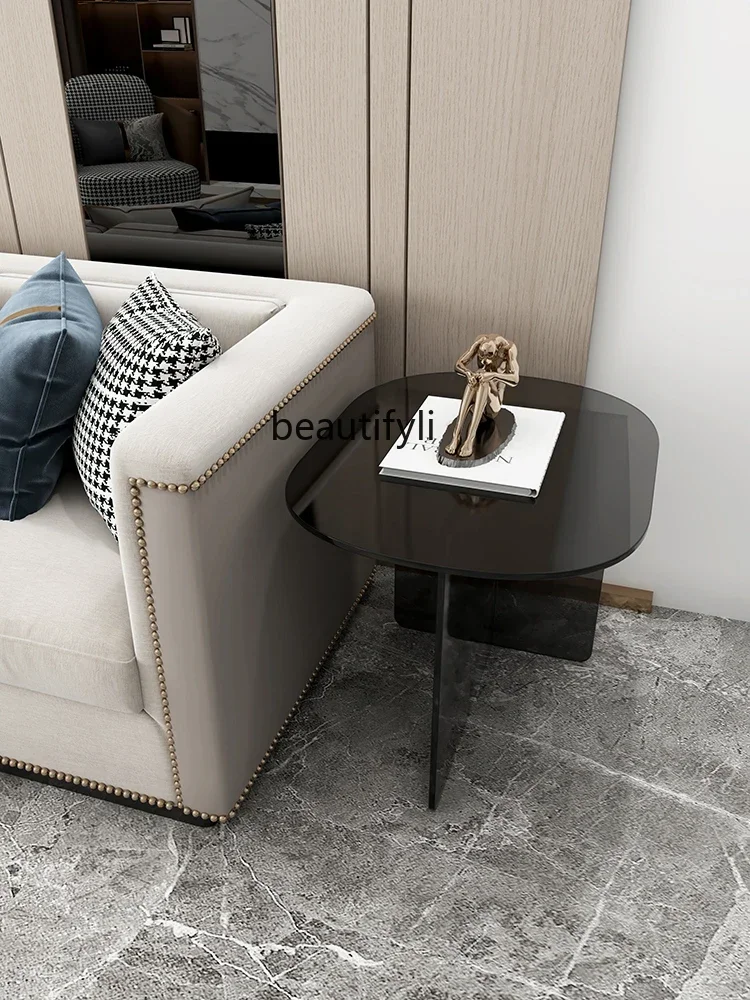 

11841zq Table Living Room Sofa Side Table Balcony Small round Table Bedside Cabinet Light Luxury Corner Acrylic Side