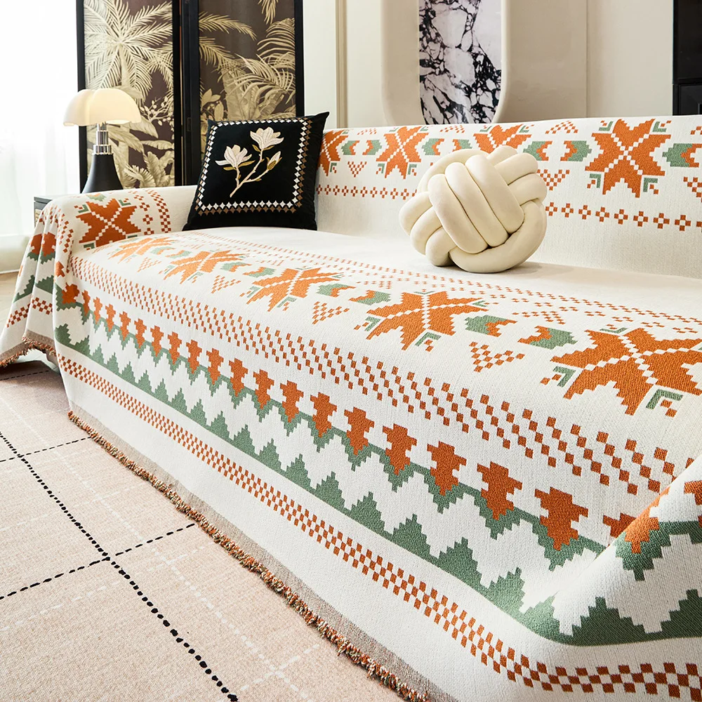 EIFLOY-Bohemian Chenille Sofa Towel Cover, 3, 4 Seater, Throw Blanket, One Piece, L Shape Couch Slipcover, Universal
