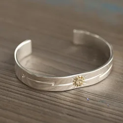 Hot Sell Fashion Solar Rays Bird Animal Carving 925 Sterling Silver Female Open Bangle Promotion Jewelry For Women Gifts No Fade