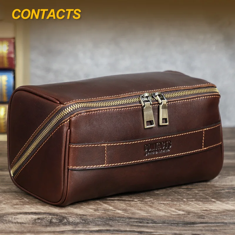 100% genuine cowhide top layer leather handbag, portable data cable, Bluetooth earphones, leather storage bag