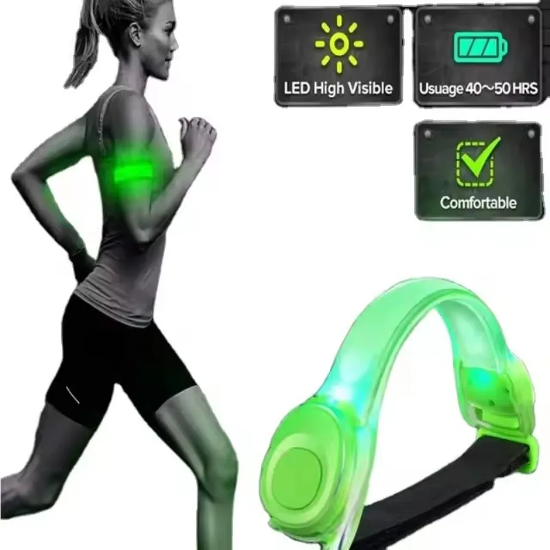 LED Luminous Armband Safety Warning Light Adjustable Wearable Running Arm Belt Glow The Dark for Walking Cycling Skates Light