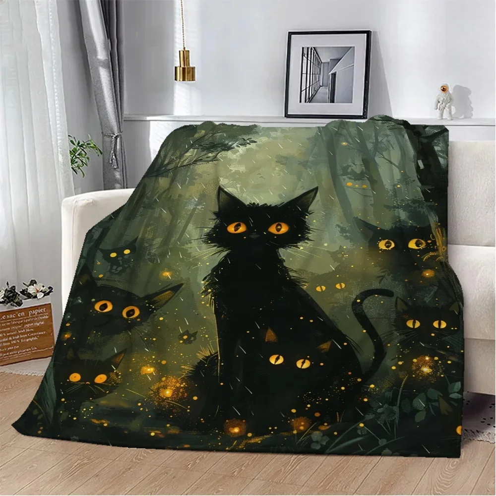 Halloween Cat Decorative Blankets for Sofa Cover Blanket Beach Towel Luxury Bedding Home and Decoration Bed Throw Fluffy Plaid