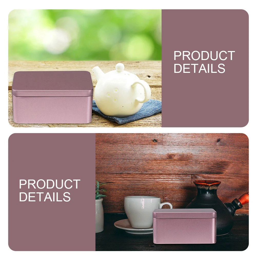 

2Pcs Tea Canister Tinplate Storage Organizer Rectangular Multifunctional Home Restaurant Use Bulk Foods Tidier