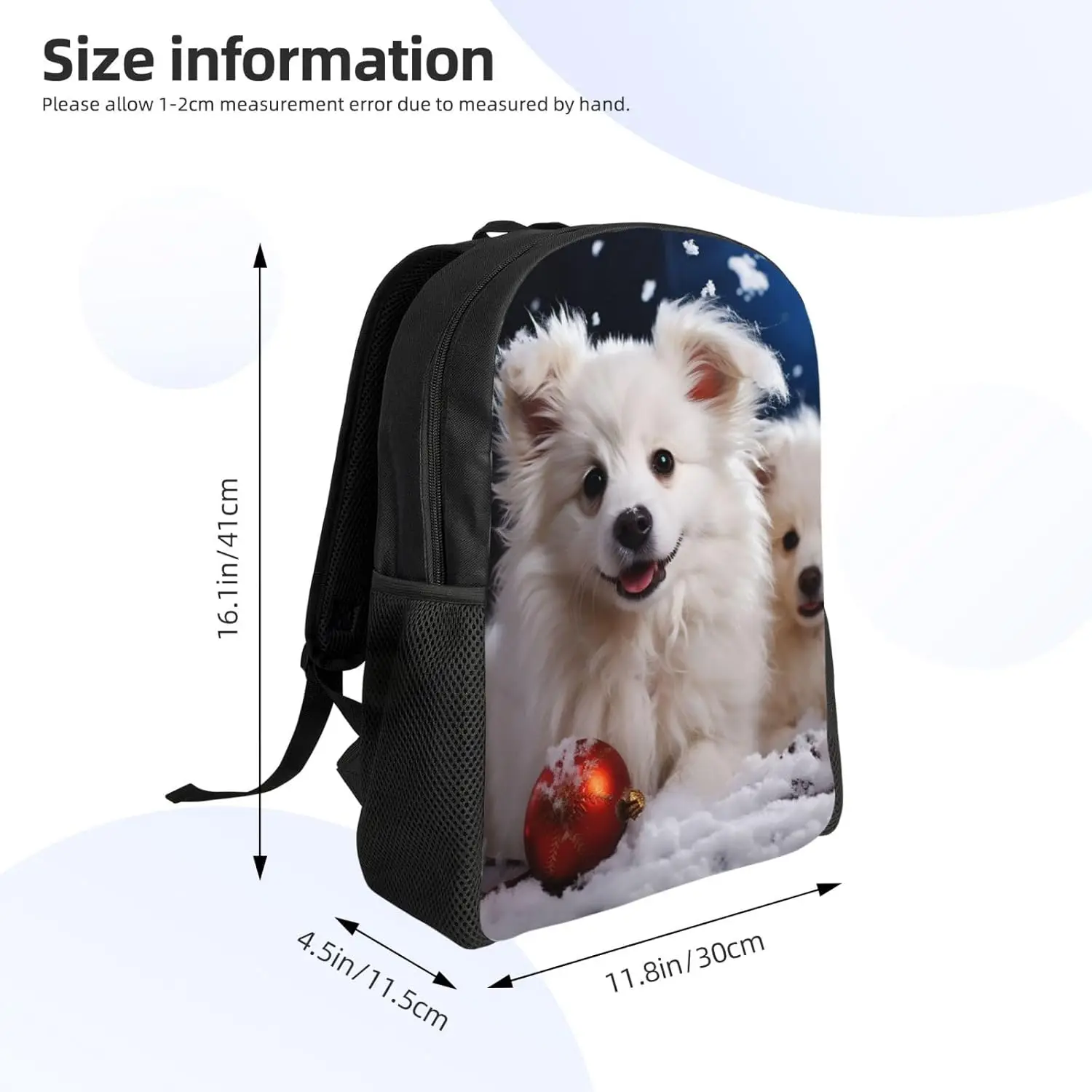 Merry Christmas White Snow Dog Laptop Backpack For Women Men College Backpack Work Business Computer Bag Lightweight Bookbag