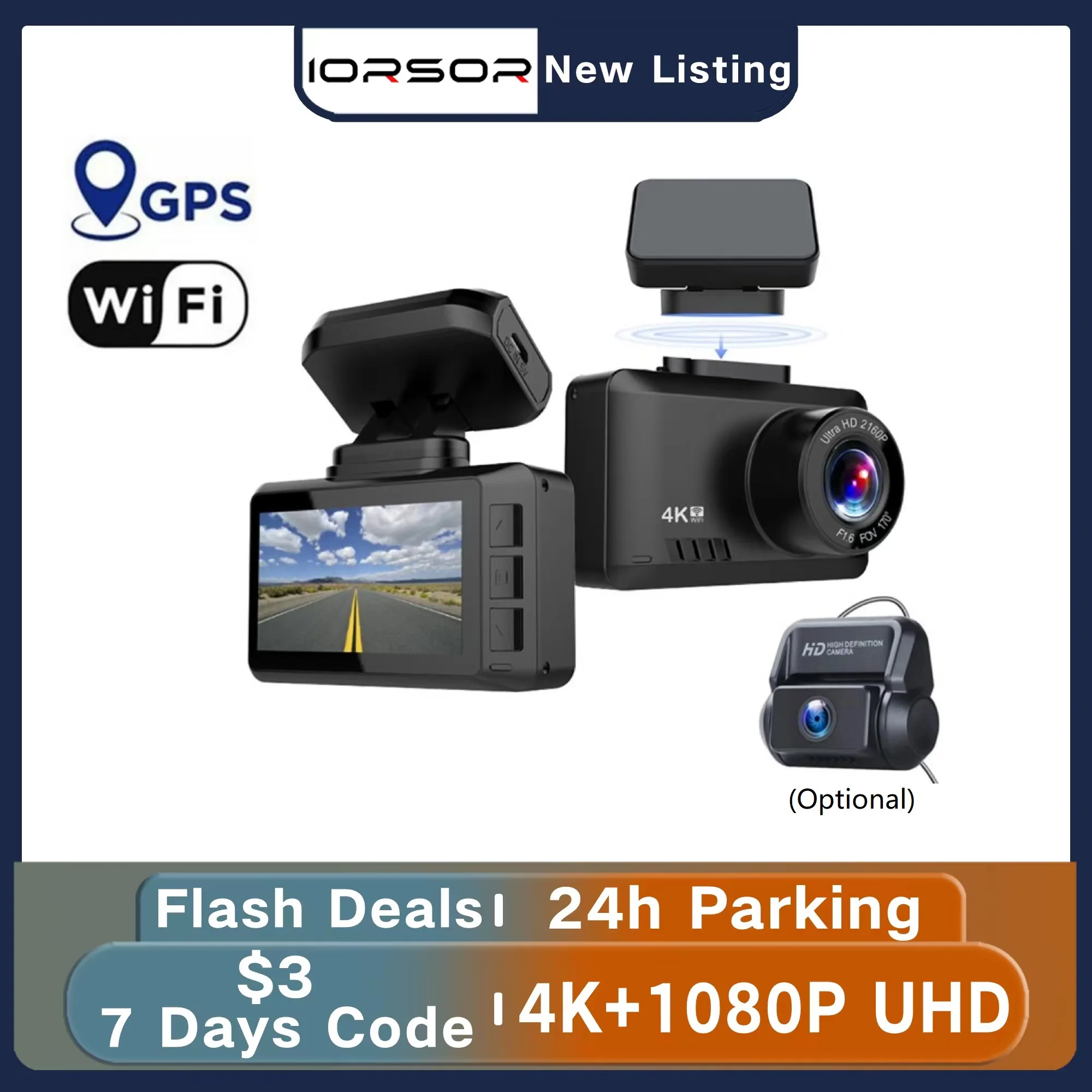 

Dashcam 4K GPS WIFI 24h Parking Monitor Dash Cam for Car Camera Mini Dvr Para Coche Front and Rear Dual Dvrs Video Registrator