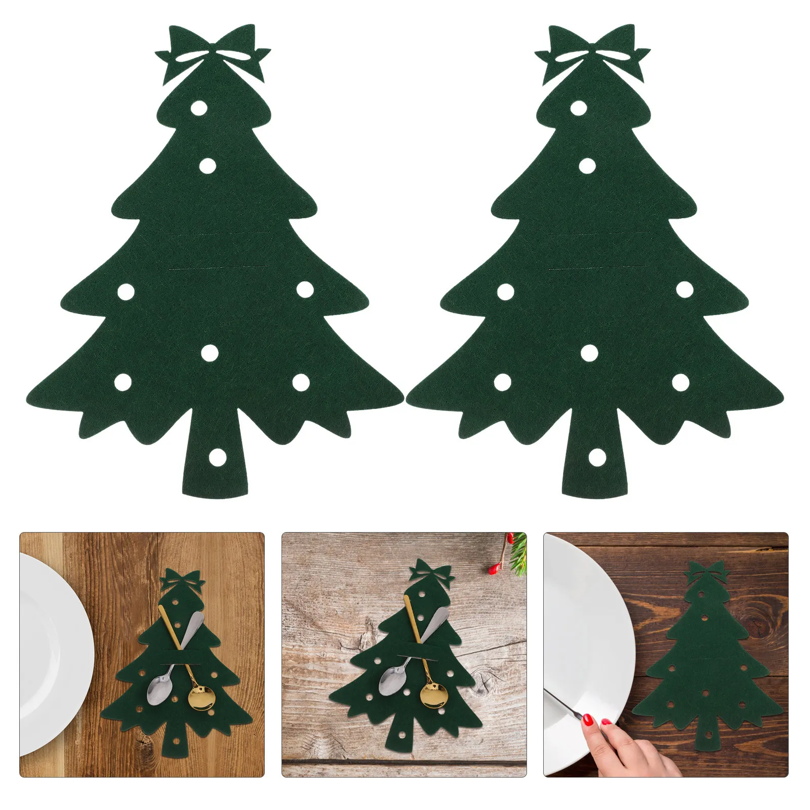 

4Pcs Christmas Tree Cutlery Holders Fabric Silverware Sleeves Christmas Table Decor for Festive Dinner and Party Supplies