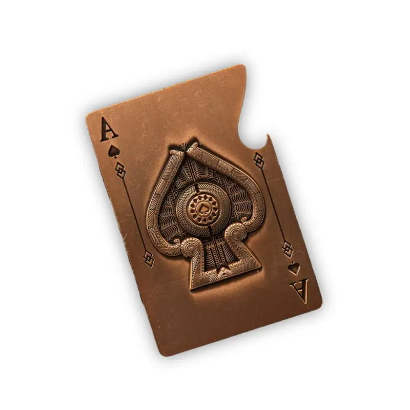 Poker Three-Dimensional Carving Playing Card Metal Press Multi-Function Bottle Opener